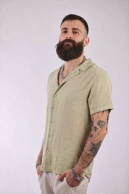Marrakech shirt made from 100% cotton in light beige.